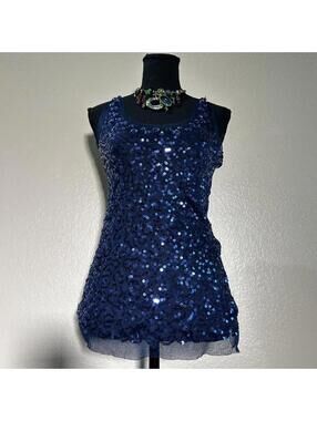 Vintage Y2K Sequin Beaded Sparkly Sheer Cami Tank Top